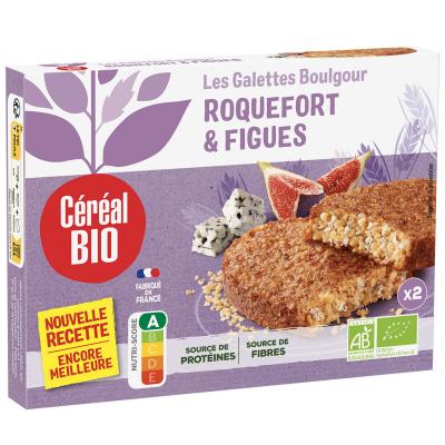  Galettes boulghour de bl&eacute;, roquefort et figues, sans viande, bio