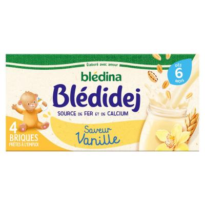 BLEDINA Bl&eacute;didej c&eacute;r&eacute;ales au lait de suite saveur vanille d&egrave;s 6 mois 4x250ml 