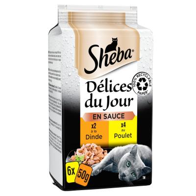 SHEBA P&acirc;t&eacute;e Pour Chat &Agrave; La Volaille  - Les 6 Sachets De 50 G