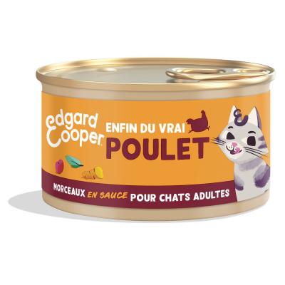 EDGARD & COOPER P&acirc;t&eacute;e en morceaux pour les chats adultes au poulet 85g Edgard cooper