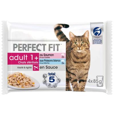 PERFECT FIT P&acirc;t&eacute;e au saumon et poisson blanc pour chat st&eacute;rilis&eacute; adulte +1