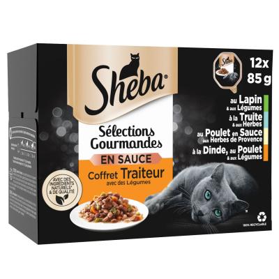 SHEBA P&acirc;t&eacute;e Pour Chat Sauces Gourmandes  - Les 12 Barquettes De 85 G