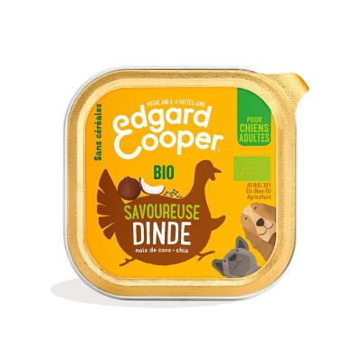 EDGARD & COOPER Barquette Bio Chien Sans C&eacute;r&eacute;ales 100g Dinde frais