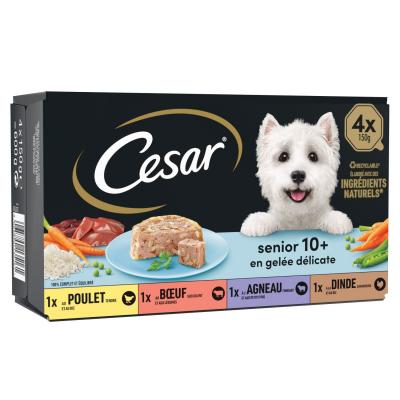 CESAR Barquettes en gel&eacute;e 4 vari&eacute;t&eacute;s pour chien