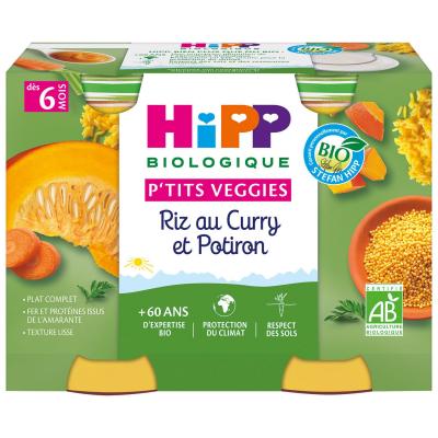 HIPP Ptits Veggies - 2 x 190 g Riz au Curry et Potiron
