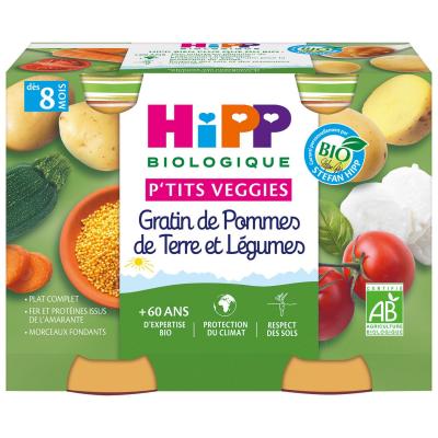 HIPP  Ptits Veggies - 2 x 190 g Gratin de Pommes de terre et L&eacute;gumes