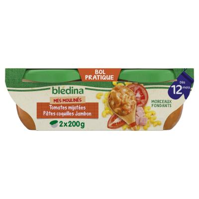 BLEDINA Bols tomates, p&acirc;tes coquille, jambon Id&eacute;es de Maman - d&egrave;s 12 mois, Bl&eacute;dina (2 x 200 g) 