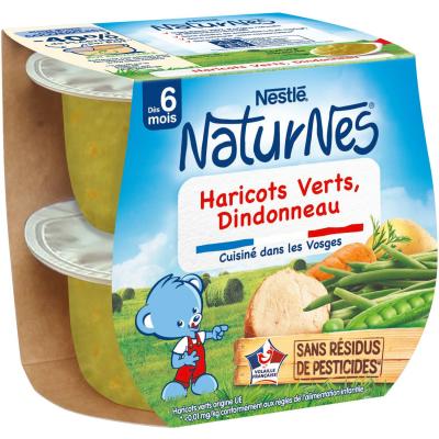 NATURNES Haricots verts, dindonneau - d&egrave;s 6 mois,  Nestl&eacute; (2 x 200 g) 