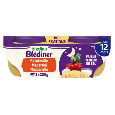 BLEDINA Bl&eacute;diner bols ratatouille et petits macaronis - d&egrave;s 12 mois, Bl&eacute;dina (2 x 200 g)