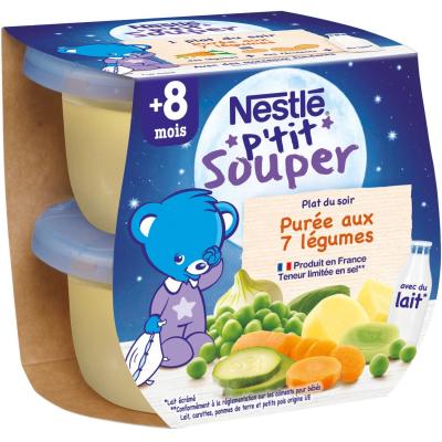 P TIT P'tit souper pur&eacute;e du soir 7 l&eacute;gumes - d&egrave;s 8 mois, Nestl&eacute; (2 x 200 g) 