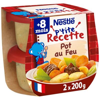  P'tite Recette pot au feu de boeuf - d&egrave;s 8 mois, Nestl&eacute; (2 x 200 g) 