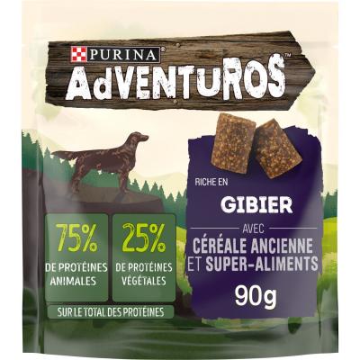 ADVENTUROS R&eacute;compense Pour Chien Aux C&eacute;r&eacute;ales Anciennes Purina - Le Sachet De 90g