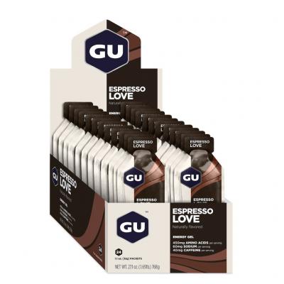 GU  24 Units Espresso Love Energy Gels Box Marron 