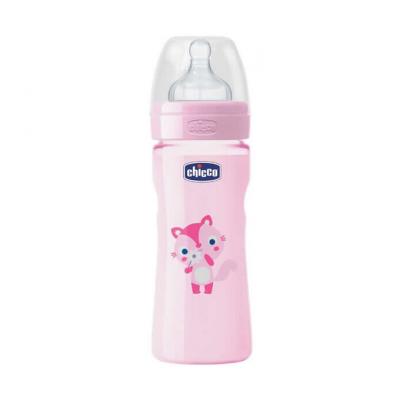 CHICCO  Biberon Wp Pp Pink 250 Silicone Medium Flow