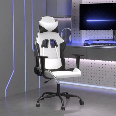 Vidaxl chaise de jeu de massage blanc et noir similicuir 