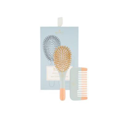 BACHCA Baby Kit Blue Brosse 100% sanglier petit mod&egrave;le + peigne bois 