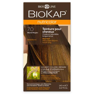 BIOKAP  Nutricolor Teinture pour Cheveux 7.0 Blond Moyen 140 ml 7.0