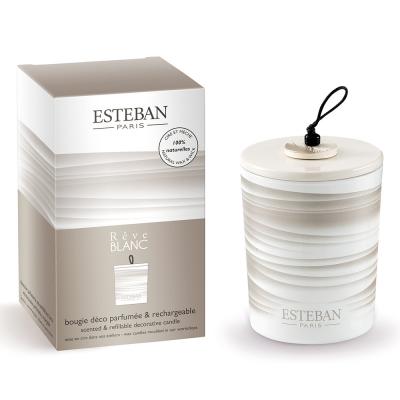 ESTEBAN  Bougie parfum&eacute;e d&eacute;corative & rechargeable R&ecirc;ve Blanc