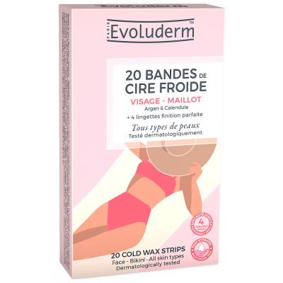 EVOLUDERM Bandes de cire froide Visage-Maillot x20 