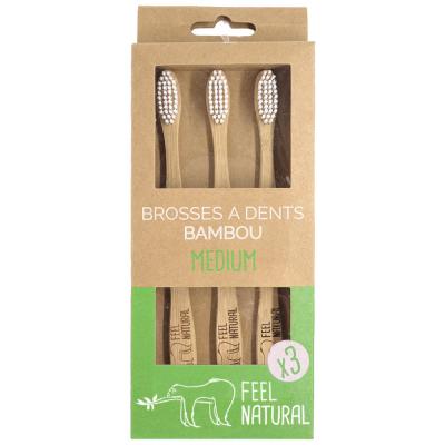 FEEL NATURAL  - Lot de 3 Brosses &agrave; dents en bambou Brosses &agrave; dents &eacute;lectriques 1 pieces unisex
