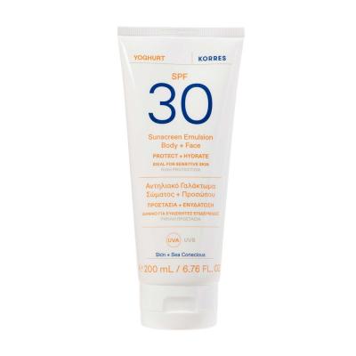 KORRES  &Eacute;mulsion Solaire Corps & Visage Spf30 Yaourt 200 ml - Tube 200