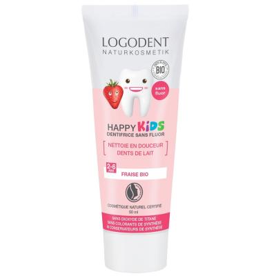 LOGONA  Dentifrice Enfant Sans Fluor Go&ucirc;t Fraise 50ml Bio - Tube 50ml