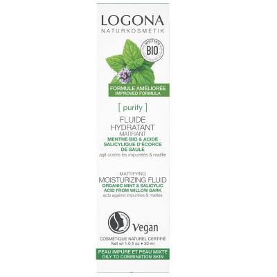 LOGONA  Fluide Hydratant Matifiant Menthe & Acide Salicylique 30ml