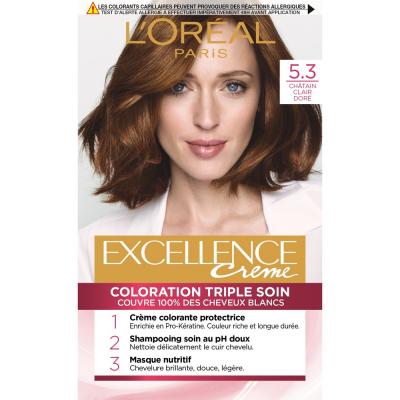 L OREAL PARIS Coloration Cheveux 5.3 Ch&acirc;tain Clair Dor&eacute; Excellence - La Bo&icirc;te