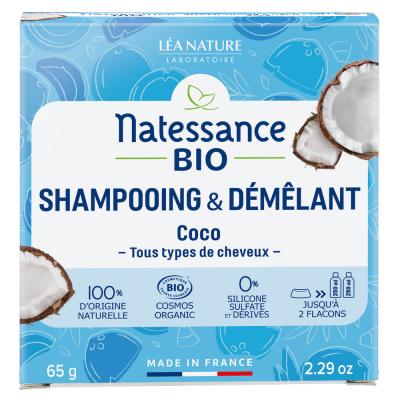 NATESSANCE Shampooing et D&eacute;m&ecirc;lant Coco Bio 65g Tous Types de Cheveux 