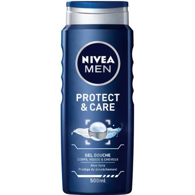 NIVEA  Men Protect & Care Gel Douche 3en1 &agrave; l'Aloe Vera Corps Visage et Cheveux 500 ml - Flacon 500 ml