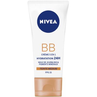 NIVEA Bb cr&egrave;me  hydratation 24h teinte m&eacute;dium + &eacute;clat fps 15 essentials 50ml