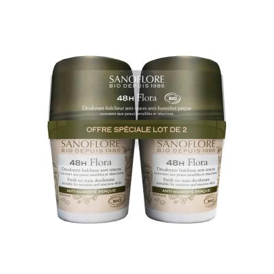 SANOFLORE  d&eacute;odorant bille 48h flora 2x50ml