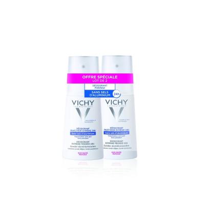 VICHY  D&eacute;odorant 24h Fra&icirc;cheur Extr&ecirc;me, 2 flacons de 100ml