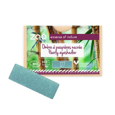 ZAO MAKEUP Recharge fard &agrave; paupi&egrave;res bio - Rectangle - Zao 127 Bleu paon - nacr&eacute;
