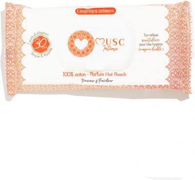 MUSC INTIME  Hot Peach - La charmeuse Lingettes intimes - 30 unit&eacute;s 