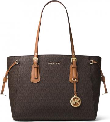 MICHAEL KORS Sac cabas Mercer en cuir grain&eacute; sigl&eacute; Marron Michael 