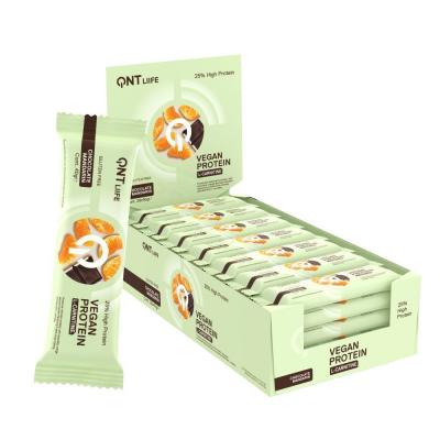 QNT Nutrition prot&eacute;in&eacute;e Chocolat Mandarine  Liife Vegan Protein Bar + L-Carnitine