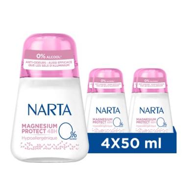 NARTA  Magnesium Protect D&eacute;odorant Bille Femme 48h, 4 x 50ml