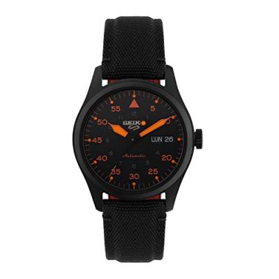 SEIKO  Montre 5 Sports flieger Automatique Noir et Orange SRPH33K1