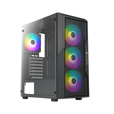 AZZA  Boitier Moyen Tour ATX Fighter RGB avec panneau vitr&eacute; (Noir)