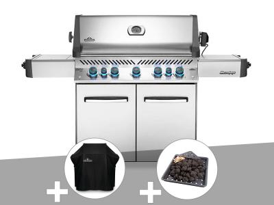 NAPOLEON  - Barbecue &agrave; gaz Prestige 665 inox + Housse de protection + Plateau charbon