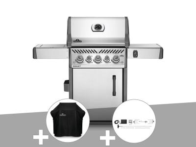 NAPOLEON Barbecue &agrave; gaz  Rogue 425 inox + Housse de protection + R&ocirc;tissoire