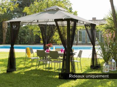 HESPERIDE Jeu de 4 rideaux moustiquaires noir pour tonnelle fogo 3 x 3 m