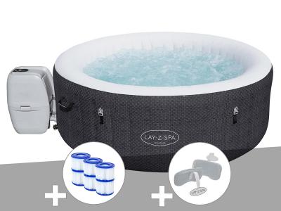 BESTWAY Kit spa gonflable Lay-Z-Spa Havana rond Airjet 2/4 places + 6 filtres + 2 appuie-t&ecirc;tes