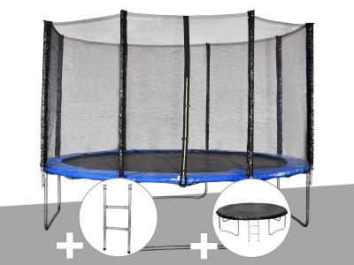 JARDIDECO Kit trampoline  Cronos &Oslash; 3,66 m Bleu + Echelle + B&acirc;che de protection