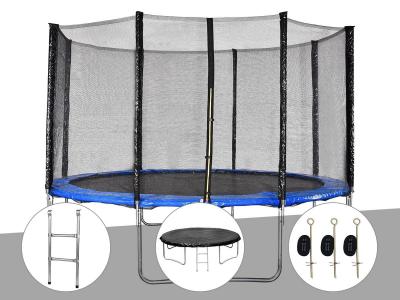 JARDIDECO Kit trampoline  Cronos &Oslash; 3,66 m Bleu + Echelle + B&acirc;che de protection + Kit d'ancrage