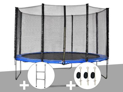 JARDIDECO Kit trampoline  Cronos &Oslash; 3,66 m Bleu + Echelle + Kit d'ancrage