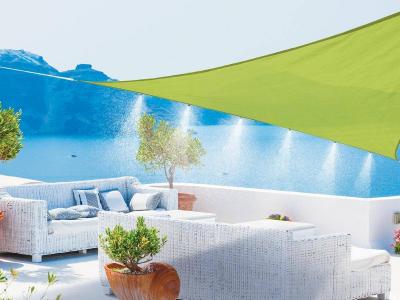 JARDIDECO Voile D'ombrage Triangulaire Avec Brumisateur 6 Buses Vert Citron -  