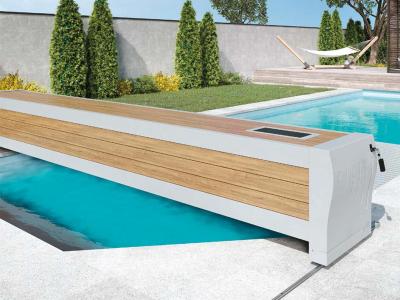 SOFATEC Volet de piscine hors-sol Banc Design sur rail solaire 10,00 x 5,00 m - 