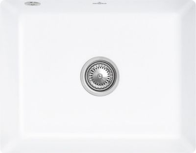 VILLEROY & BOCH V&B &Eacute;vier sous-plan Subway 60 SU avec garniture vidage, mitigeur, blanc CeramicPlus